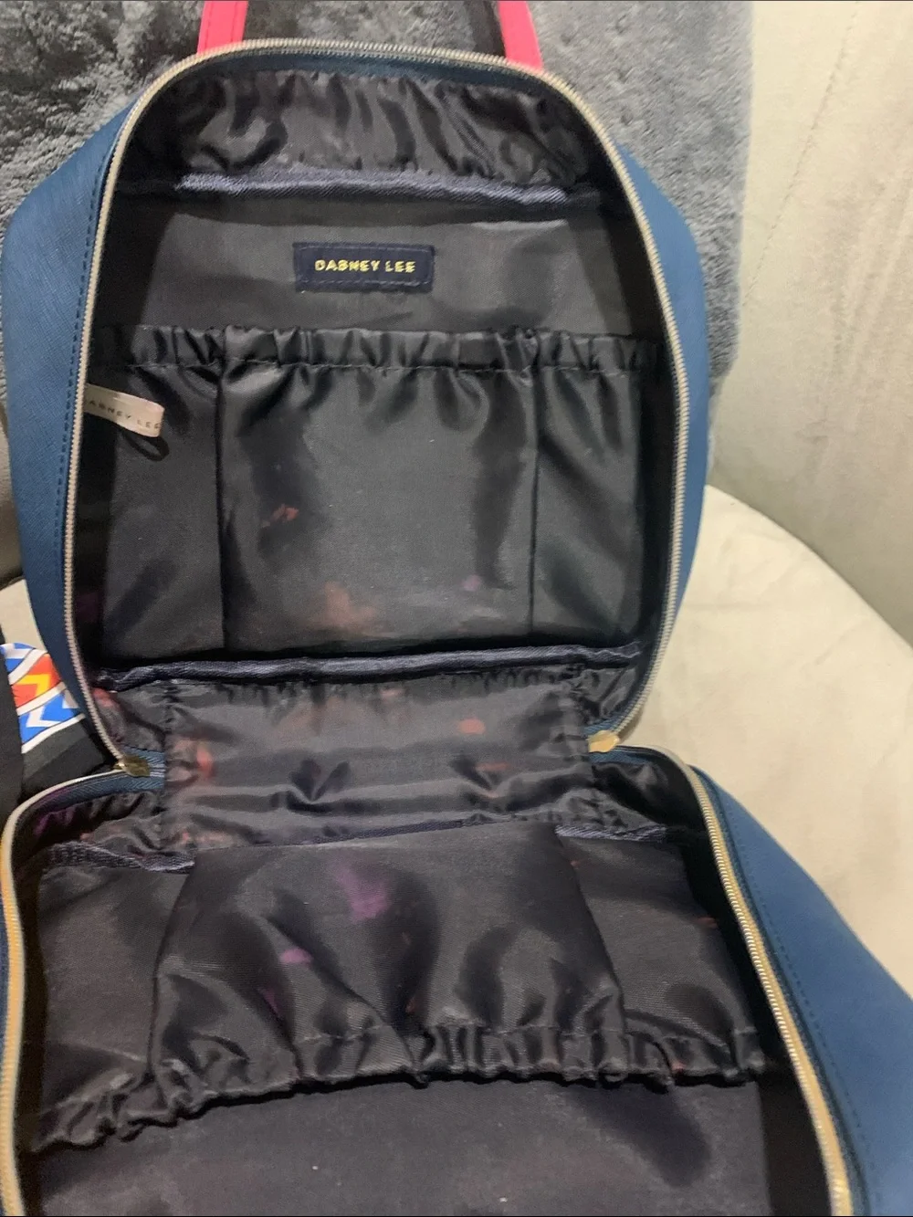 Dabney Lee Pink and Navy Cosmetic Travel Bag Duo